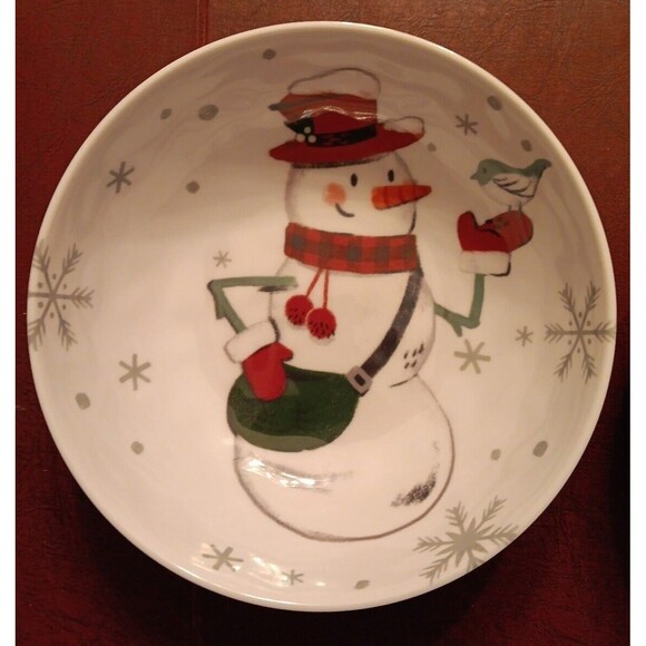 2 Large Vintage Wondershop Christmas Plastic Cereal Bowls Ft. Santa And Snowman - Picture 2 of 3